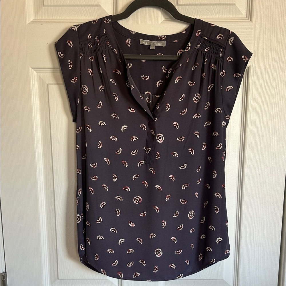 Daniel Rainn Purple Blouse with Pink Pattern